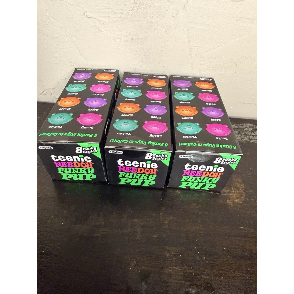 Teenie Funky Pup NeeDoh Squeeze Toy Neon Stress Ball Set of 3 Nee doh - Picture 3 of 4